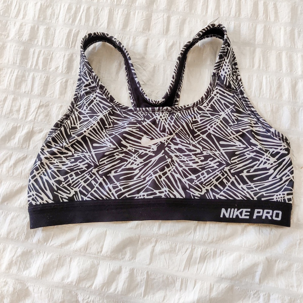 Nike Pro Black and White Sports Bra - M